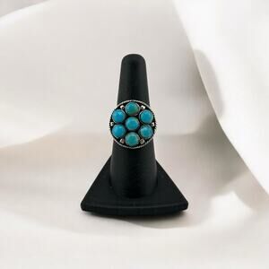 Vintage Silver 925 Turquoise Round Ring with 5mm Stones Size 7 Philippines